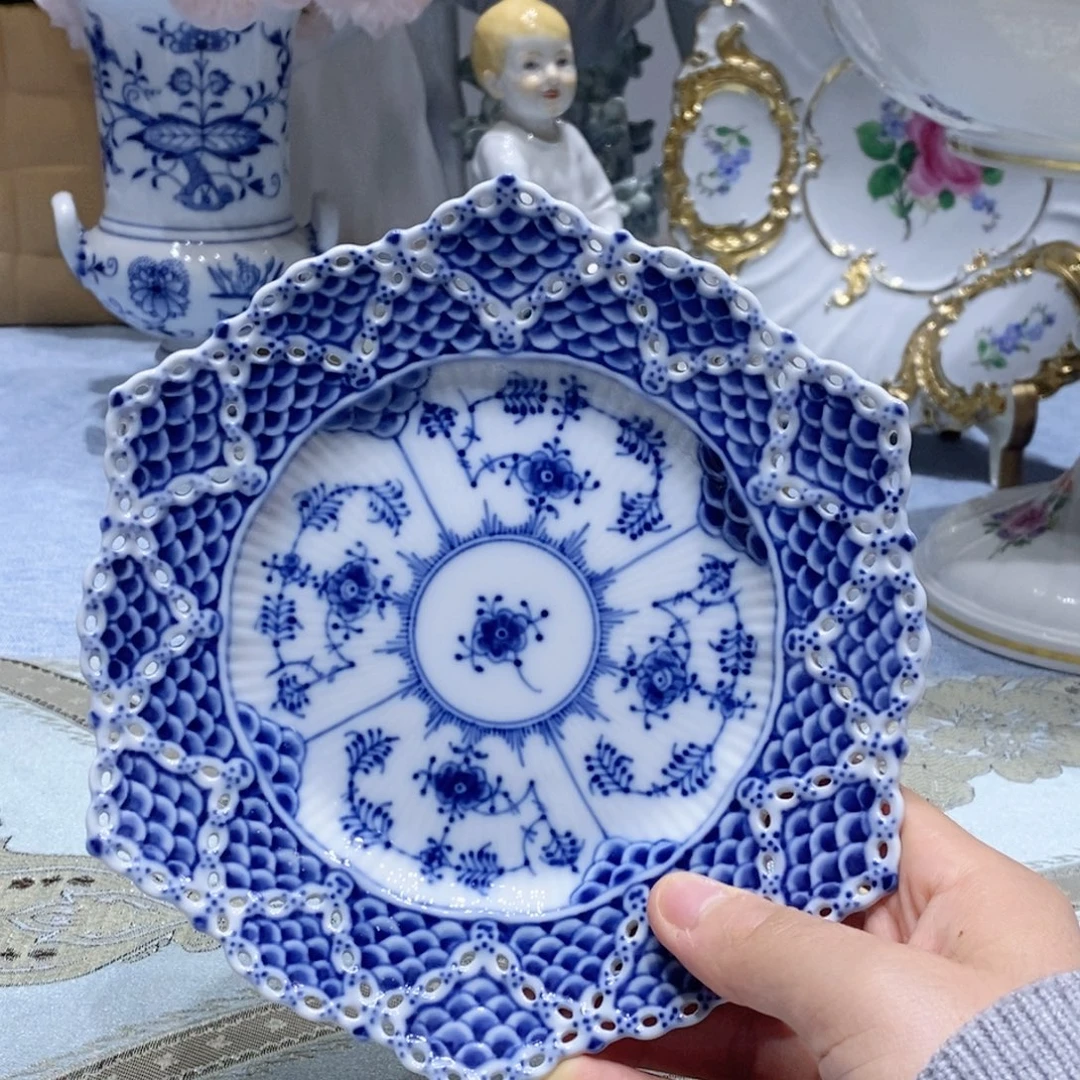 瓷片哥本哈根重蕾丝六角盘