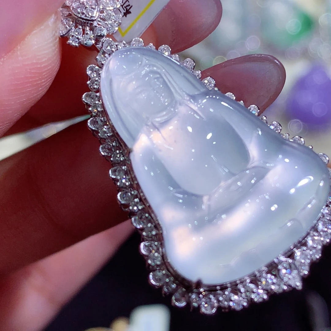 翡翠18K金镶嵌吊坠(不含链)