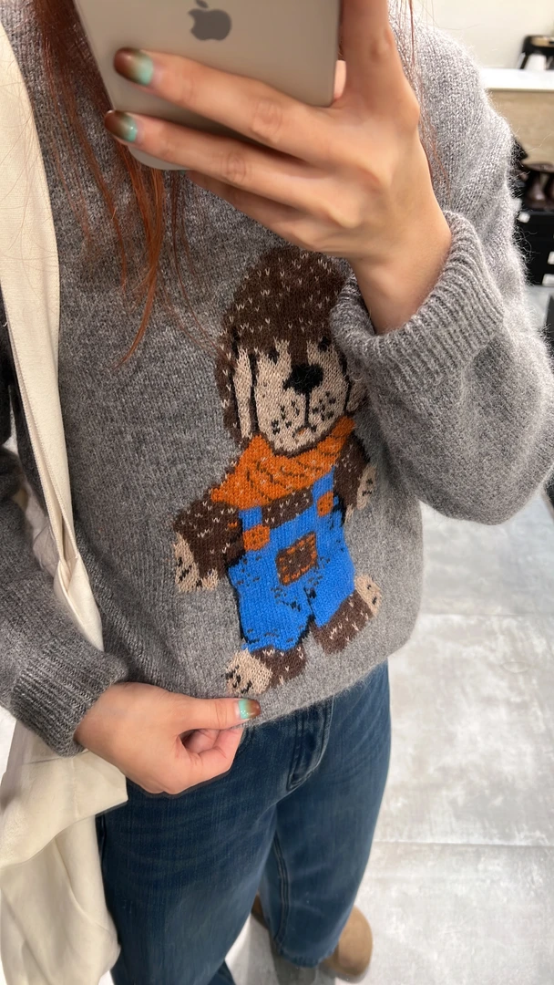 浣熊绒毛衣羊毛衫圣诞新年毛衣