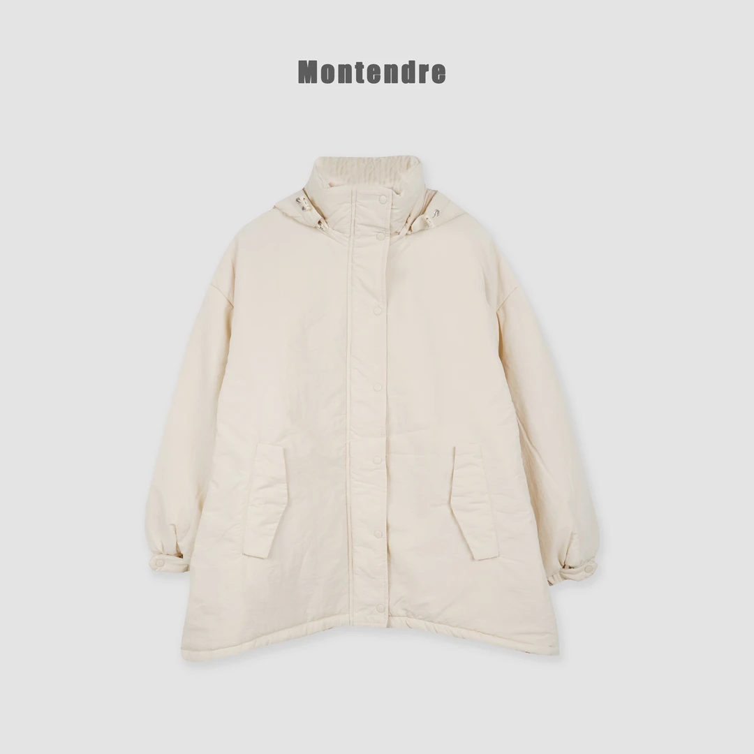 【MonTendre】秋冬新款 时尚百搭纯色连帽厚款保暖立领棉衣棉服外套