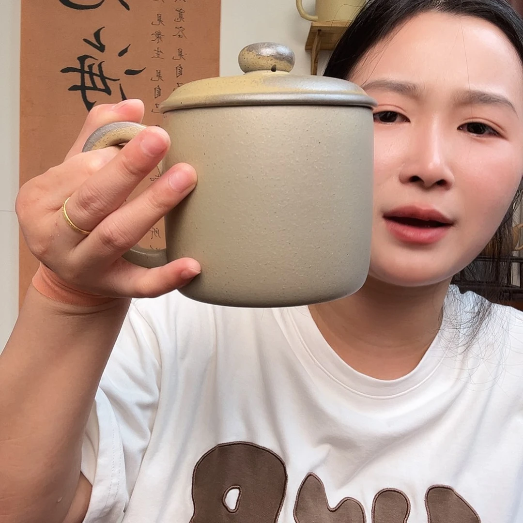 茶杯紫砂风***微瑕紫砂盖杯古法柴烧