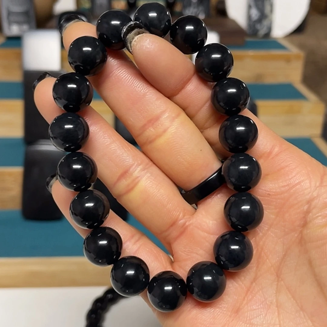 【闪购商品】和田玉（墨玉）手串未镶嵌福利版卡12