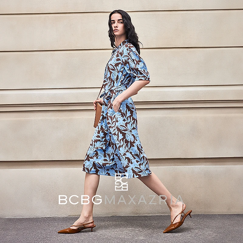 BCBGMAXAZRIA法式梦花园碎花收腰连衣裙子出游服装女BCB24A21580P