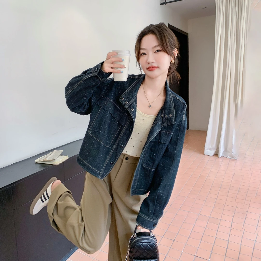 港风复古休闲牛仔外套女短款2025春新款韩系又酷又飒气质显瘦夹克