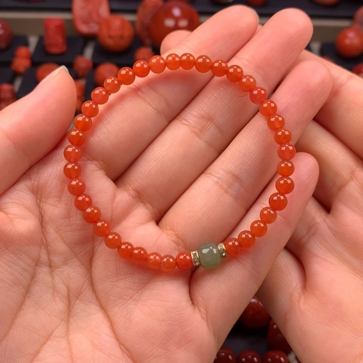 南红玛瑙未镶嵌单圈手串4.8MM