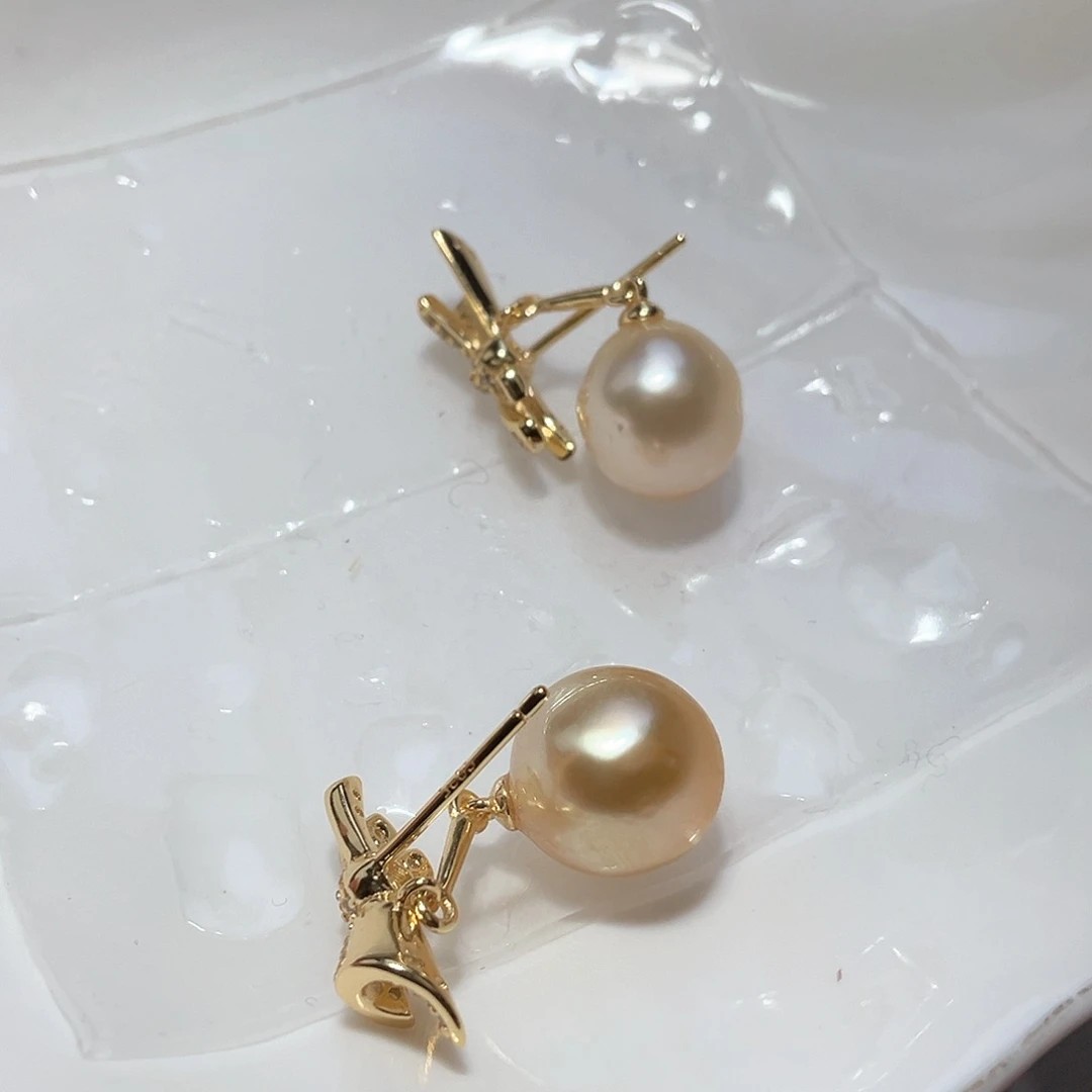 海水珍珠耳饰银S925镶嵌