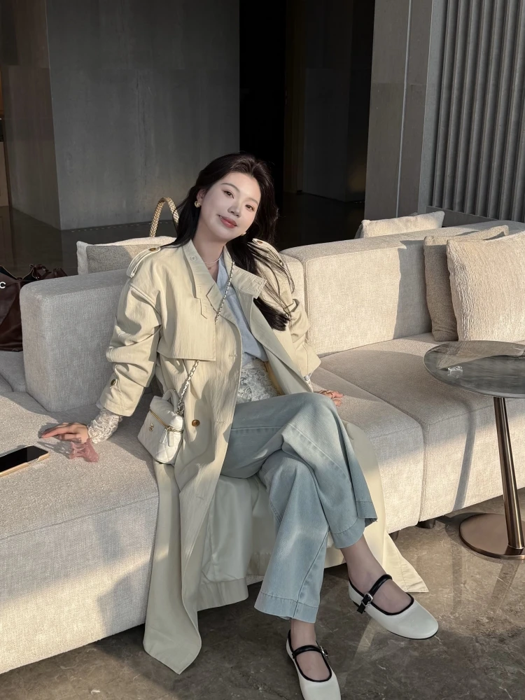 【长岛百莉】韩系复古气质立领风衣外套女高级感秋季慵懒风宽松大衣