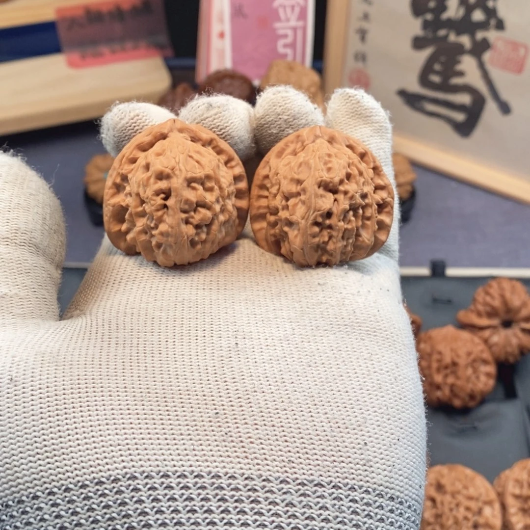 文玩核桃把件38尺三角白狮子B381