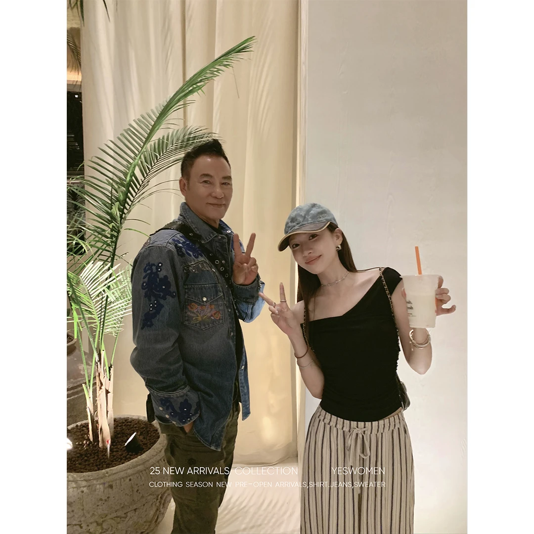 YESWOMEN氧气方程式·不规则斜肩上衣 混纺条纹阔腿裤XYF7354C2101