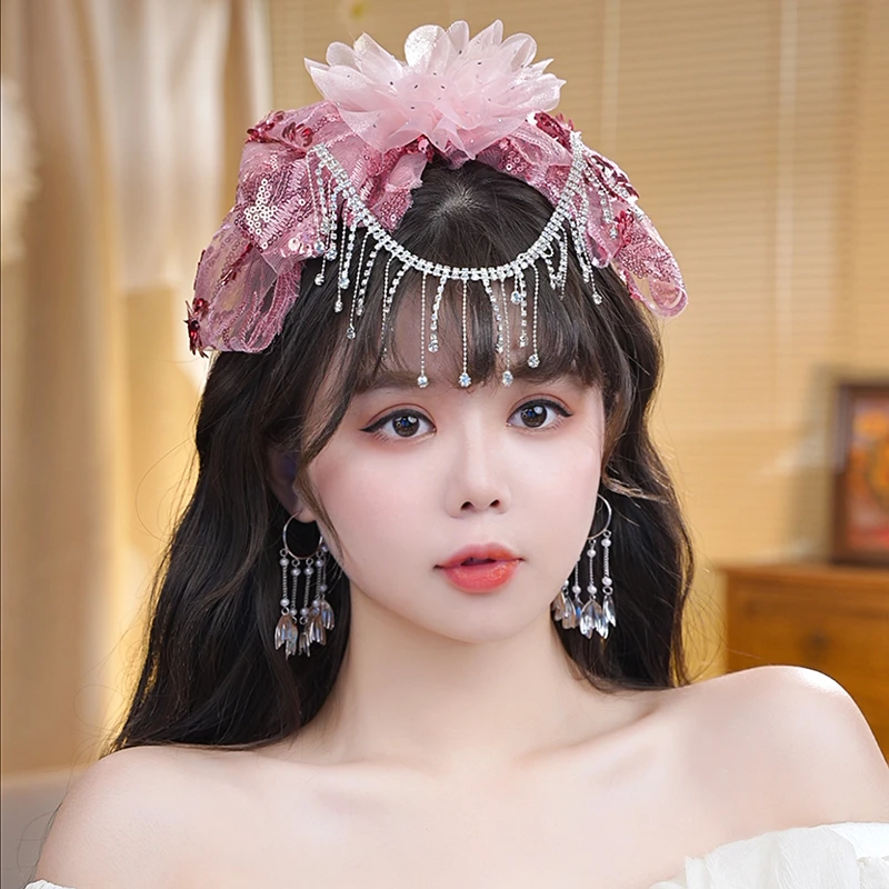 【簪花云朵】弹簧夹亮片花朵流苏头饰仙女优雅气质百搭发饰一字夹女