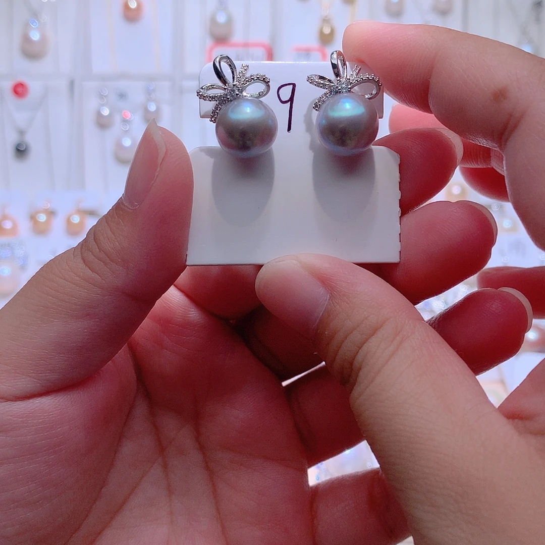 淡水珍珠耳饰银S925镶嵌CC11.2mm