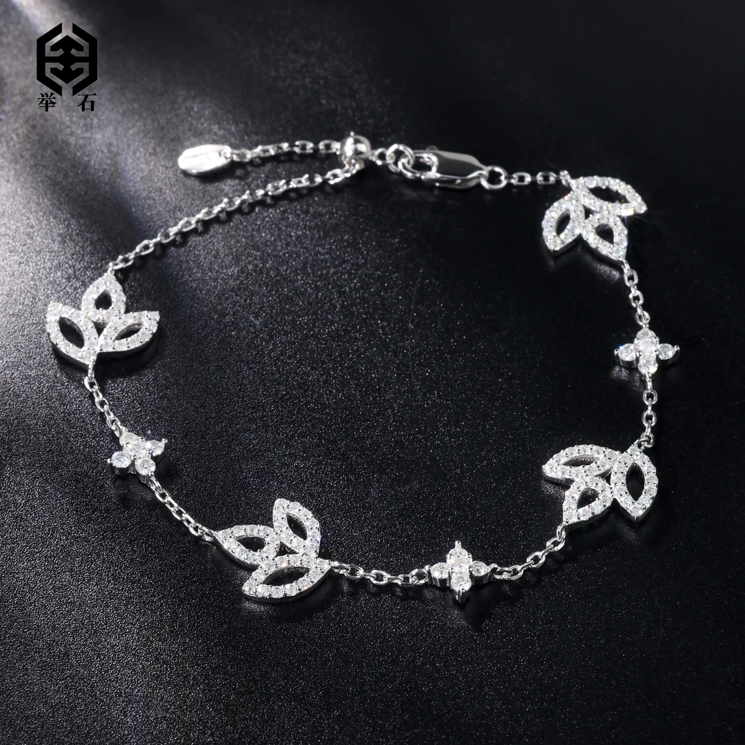 925银莫桑石银制品 【举石】 T0608-9819-150莫桑钻手链（一件）J