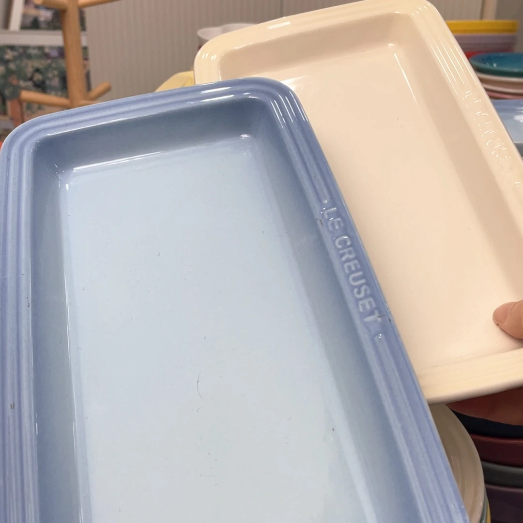 瓷片微瑕2个长方形鱼盘