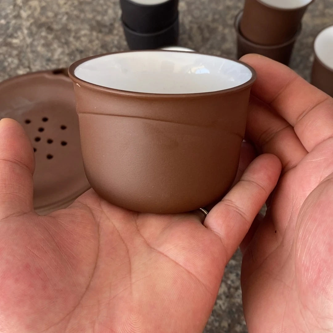 茶壶紫砂老紫泥大口杯200cc