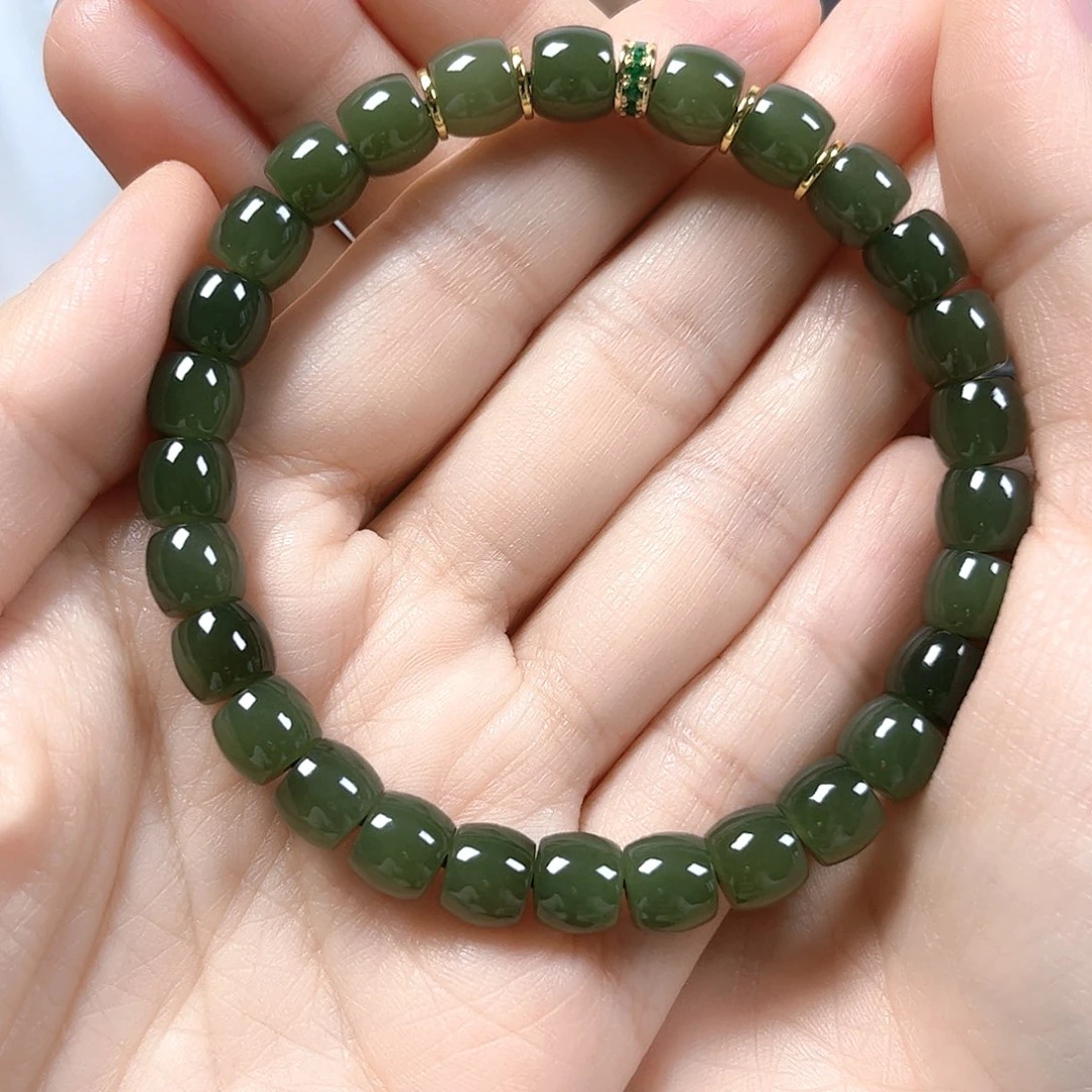 和田玉未镶嵌手串卡7.8直切