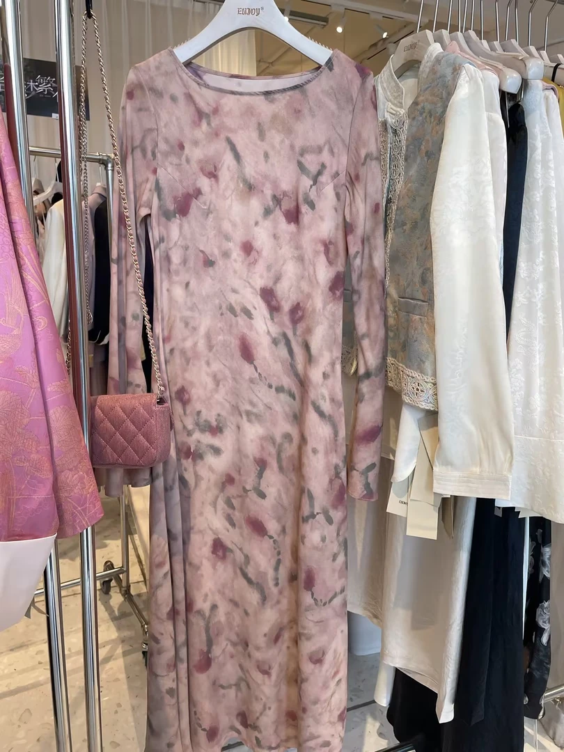 【门店同款】ENJOY春季唯美喇叭袖丝质长裙161905724