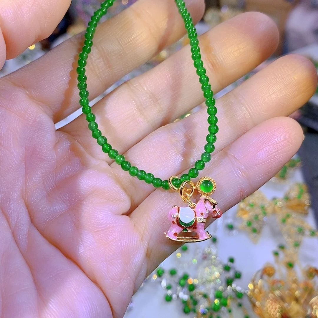 颈饰银S925镶嵌翡翠