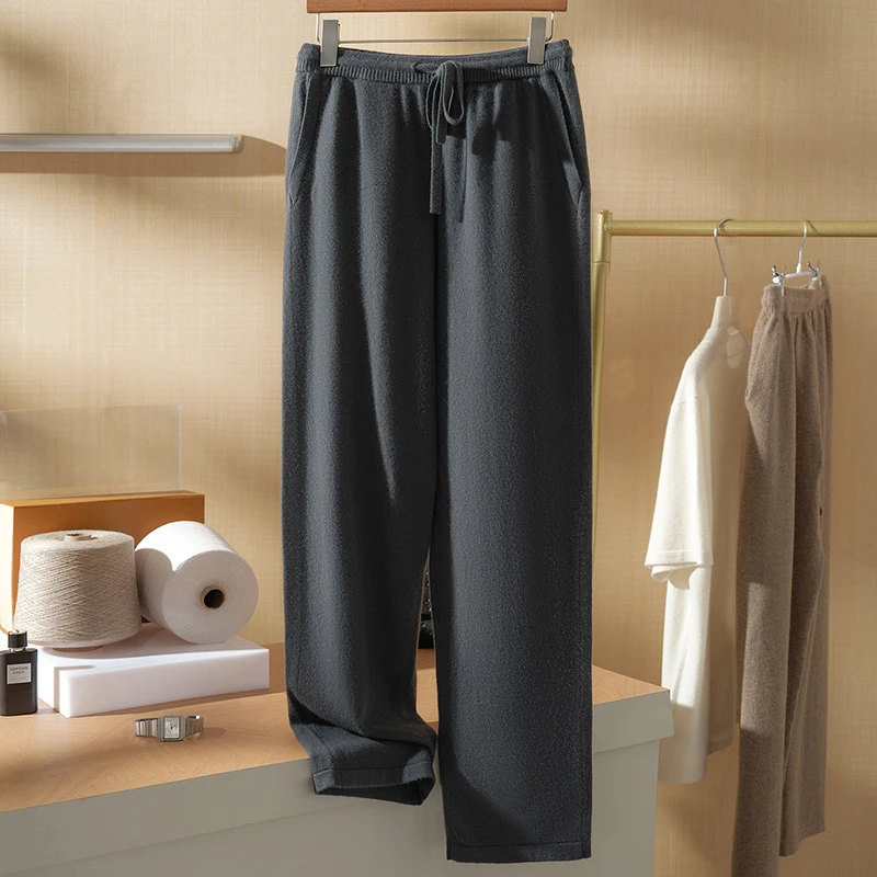 【不议价】男士100%山羊绒16针440克直筒裤羊绒裤裤子秋冬休闲裤