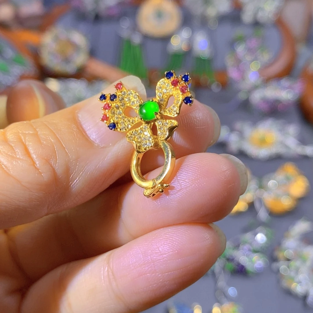 颈饰银S925镶嵌翡翠