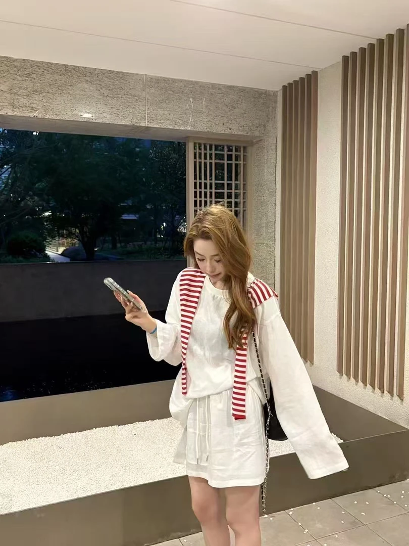 恩熙·夏季新款圆领长袖裙子套装6863