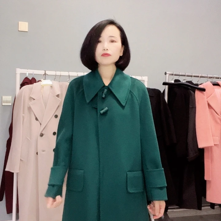 双面呢大衣绿色S M L码