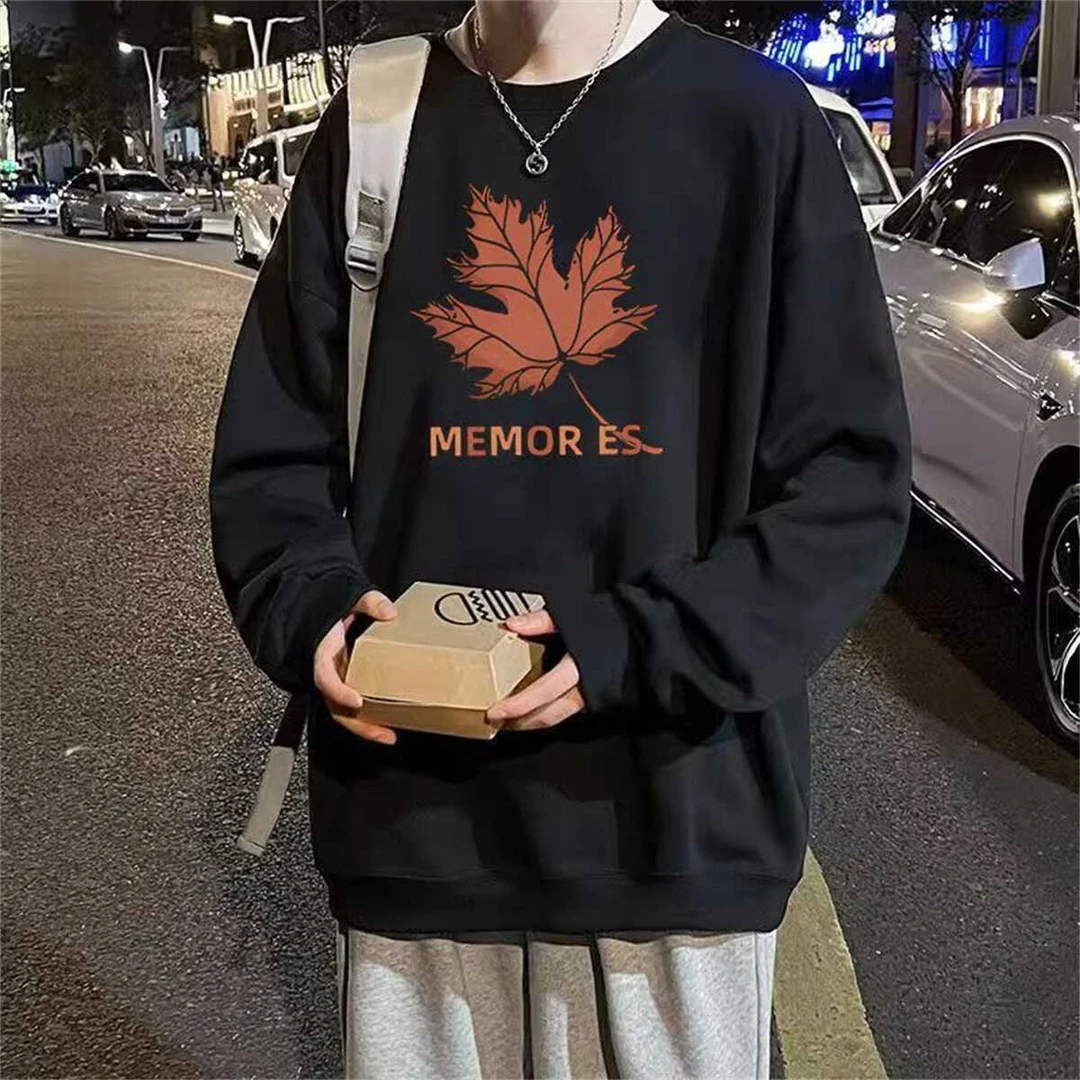 特大码300斤美式潮牌复古重磅圆领卫衣男装秋冬宽松百搭加绒潮流