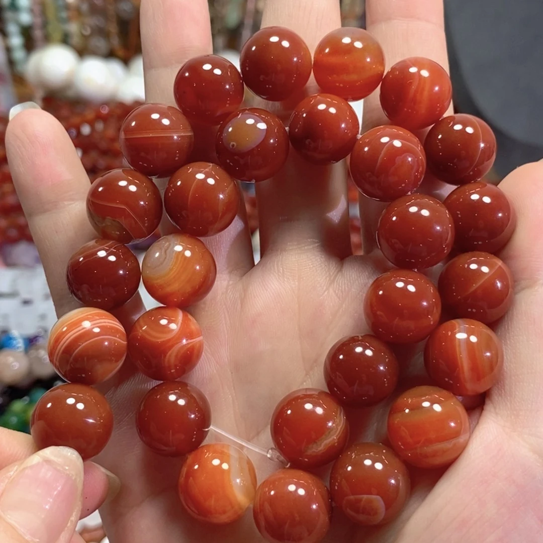 未镶嵌玛瑙/玉髓珠宝半成品红玛瑙一条卡14mm