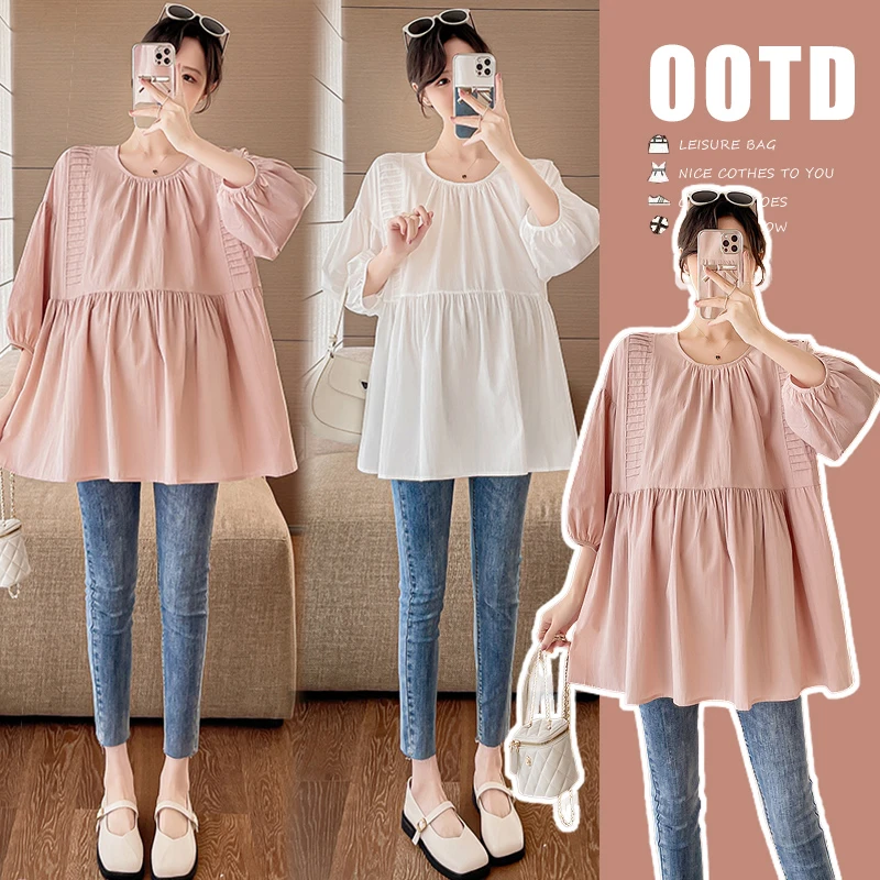 2025春季新品孕妈时尚韩版设计感小众休闲遮肚衬衫宽松慵懒风上衣