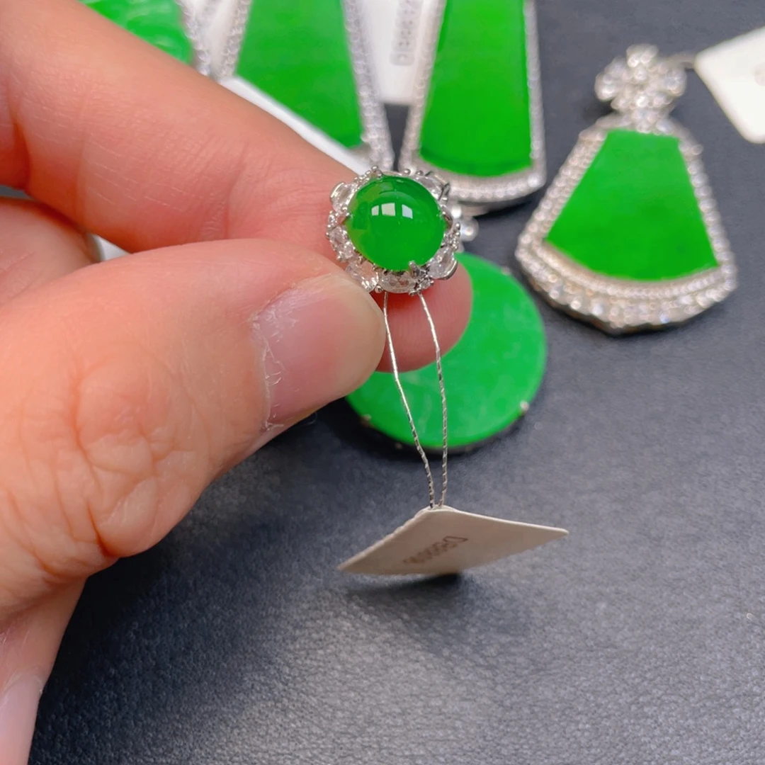 翡翠银S925镶嵌吊坠(不含链)