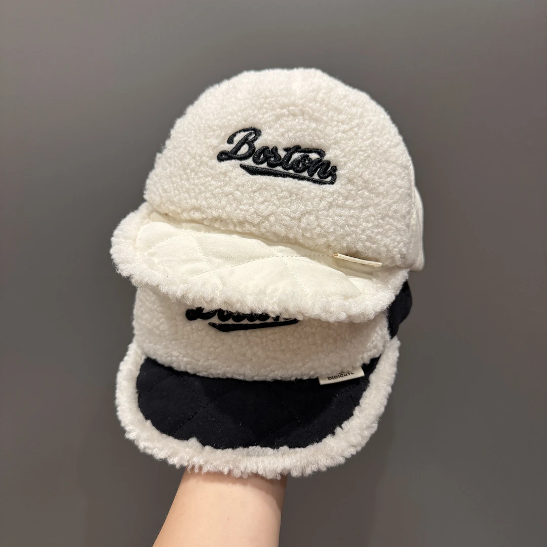 婴儿鸭舌帽秋冬男童字母软檐遮阳帽女宝宝毛绒棒球帽韩版时尚百搭