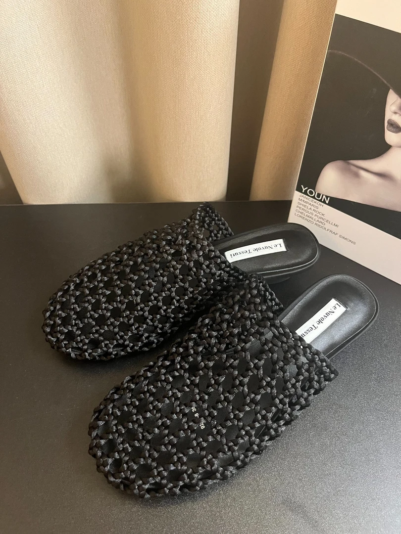 【AiAi】编织包头拖鞋  手工镂空外穿懒人凉拖鞋（9205-8）