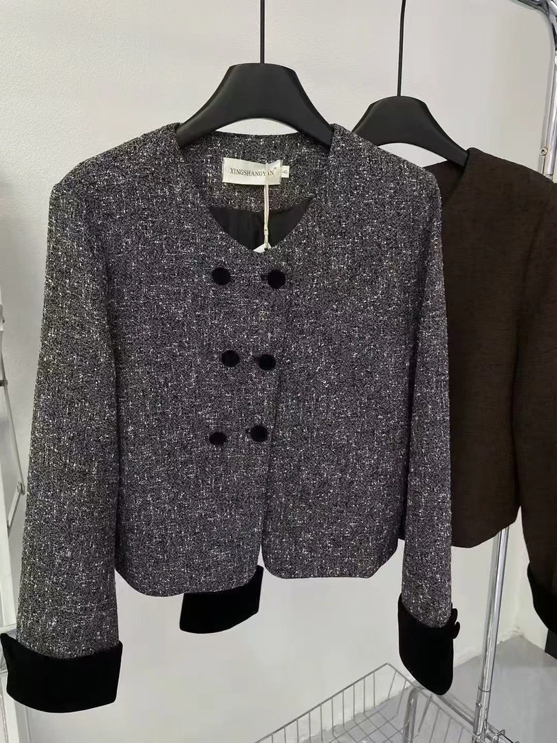 2025年春装气质小香风外套直播扣号链