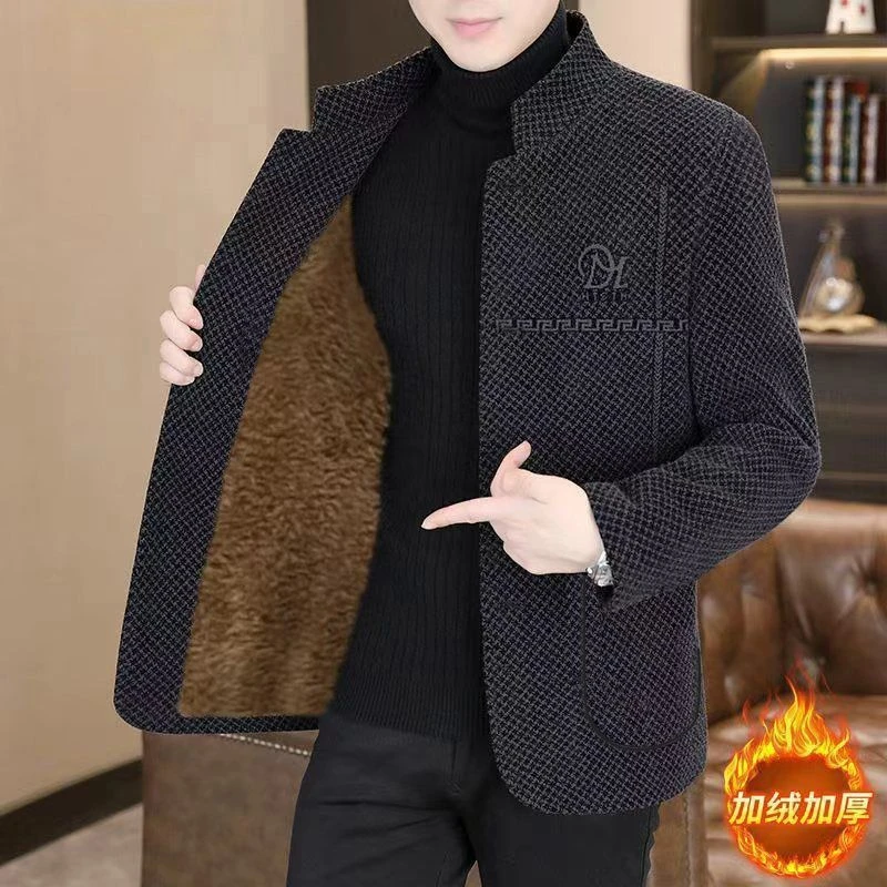 2025年冬季新款立领西装男毛呢短款大衣夹克休闲爆款男士呢子外套