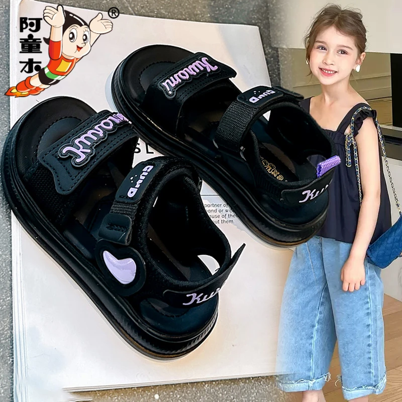 阿童木女童凉鞋夏季2025新款儿童时尚露趾沙滩凉拖中大童公主防滑