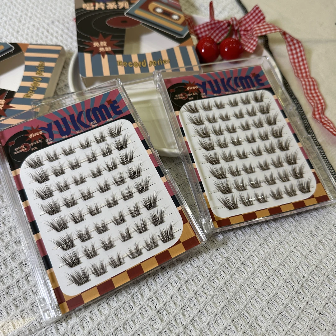 黑棕色无梗免胶小樱桃假睫毛元气甜心睫分段式自然仿生自粘睫毛