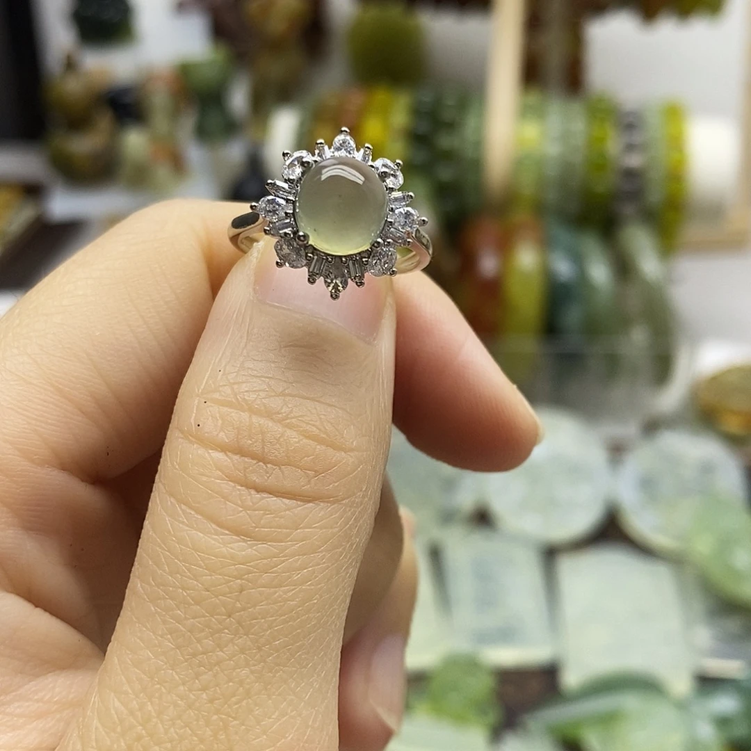 蛇纹石玉合金戒指