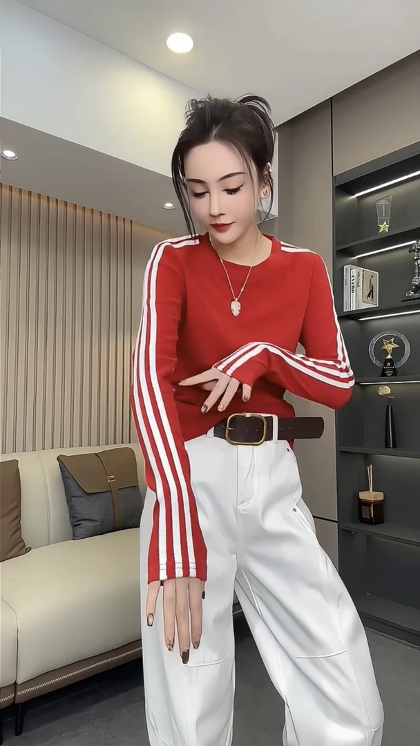 2025年秋冬新款侧条纹长袖T恤女百搭洋气打底衫上衣