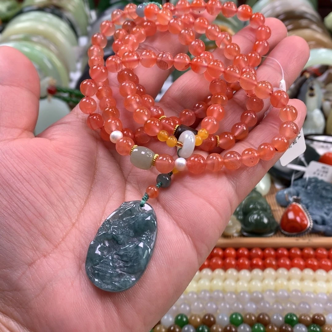 南红玛瑙未镶嵌颈饰卡0.6