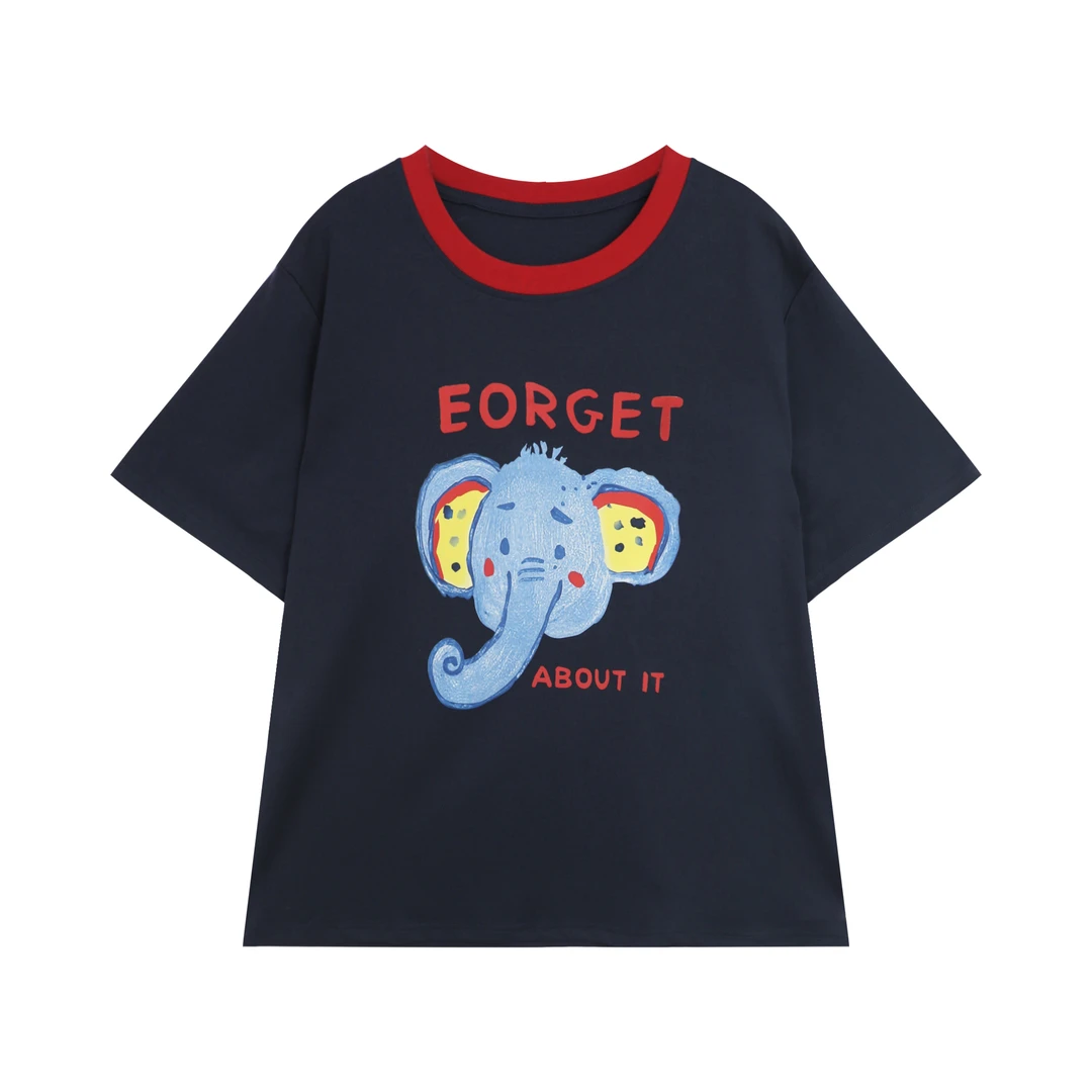 小象T恤宽松显瘦百搭夏季新款圆领舒适潮流印花2025休闲女装短袖