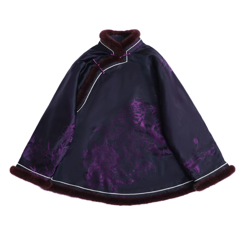 「紫玉流光」乐锦坊复古百搭中国风原创手工定制水貂毛女装汉服外套