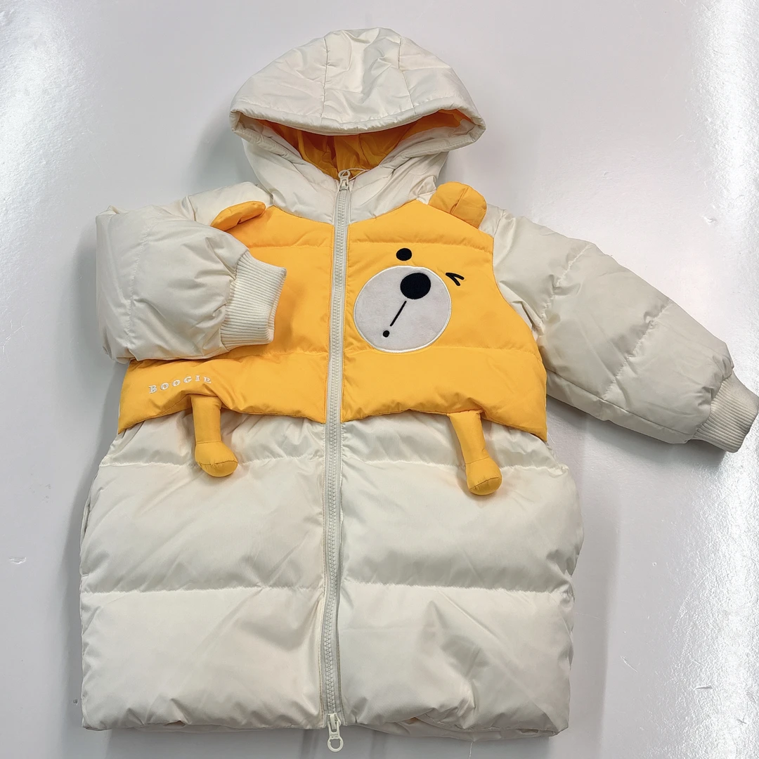 卜吉熊玩转魔方新款童装气质痞帅拼接加厚保暖连帽羽绒服(025)