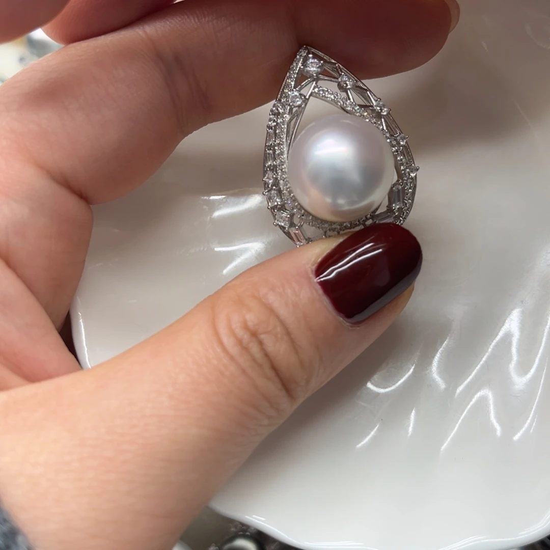 吊坠(不含链)海水珍珠银S925镶嵌