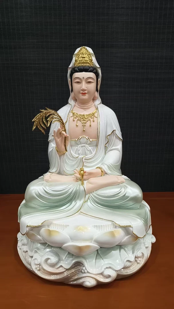 客定19寸空心汉白玉观音一尊