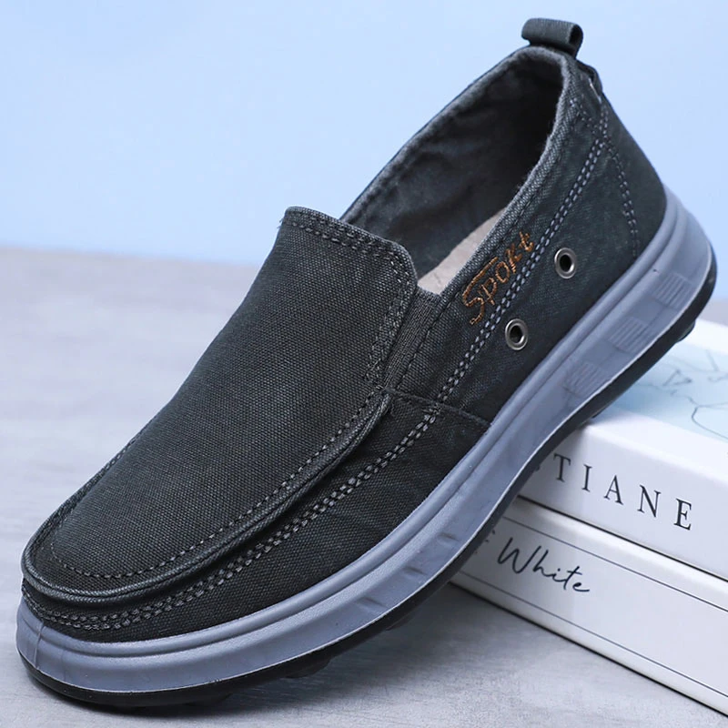 春秋老北京布鞋男士单鞋软底透气平底一脚蹬帆布鞋中老年人爸爸鞋