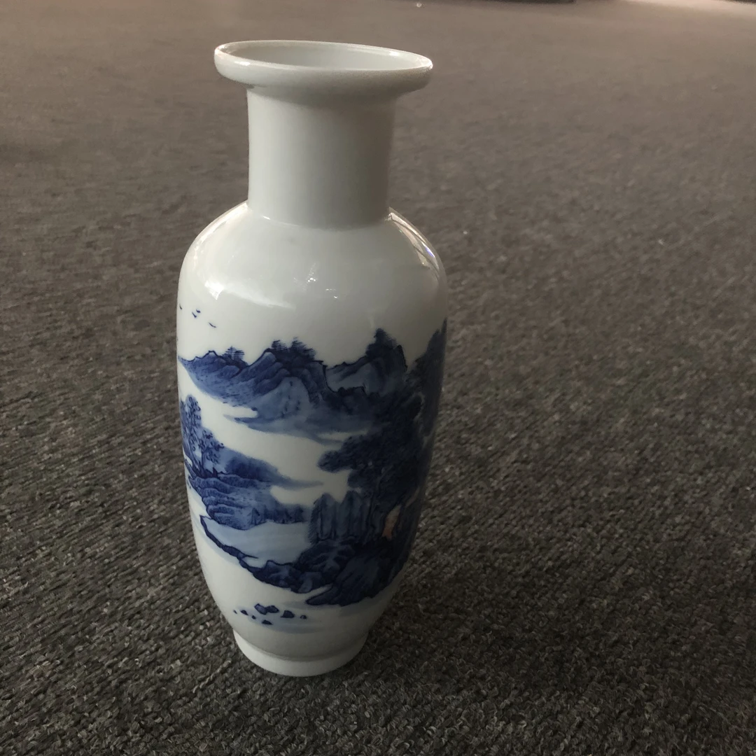 【景德】山水青花棒槌瓶（陶瓷/紫砂/建盏/茶周边 > 紫砂 > 茶宠）