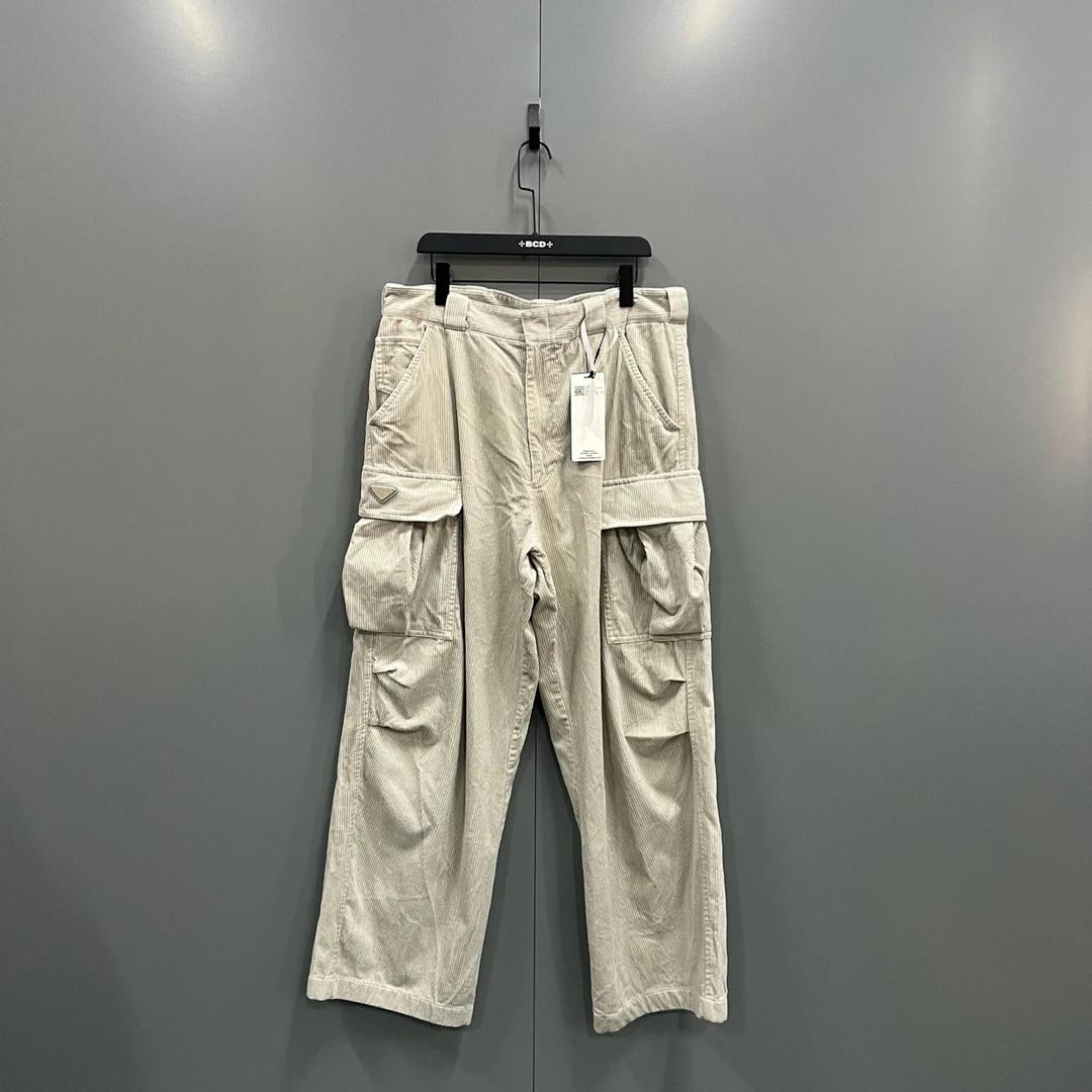 95新 Prada/普拉达 灯芯绒三角标工装裤 L码/12000/