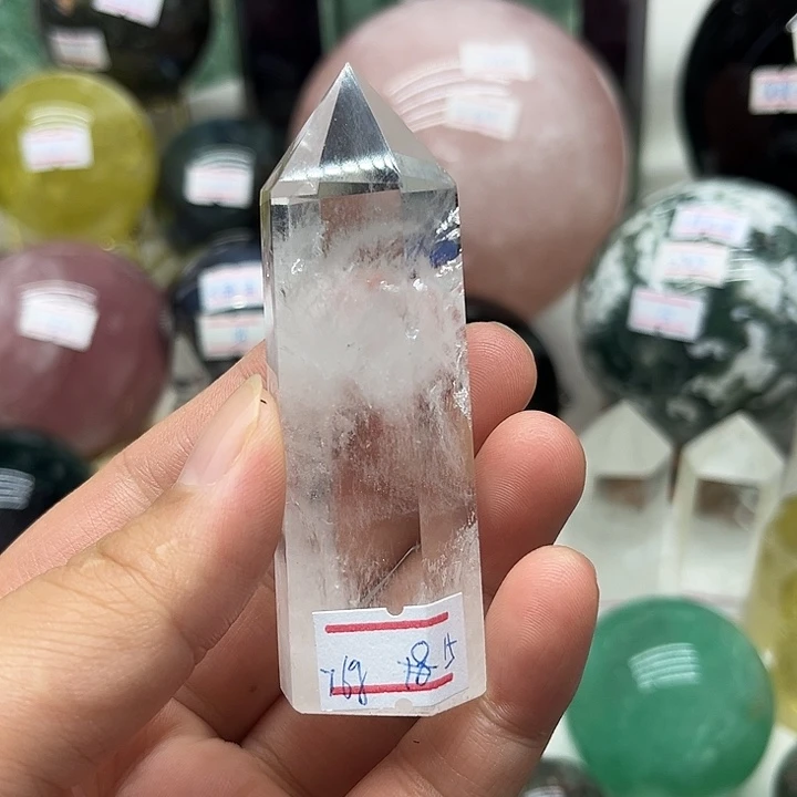 水晶珠宝半成品未镶嵌76克白水晶柱
