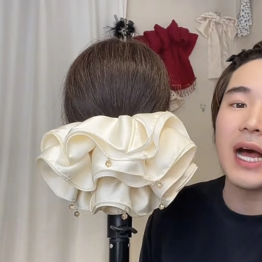 dcq696大版型单圈哑光缎发圈大肠圈发饰高级百搭精致显发量