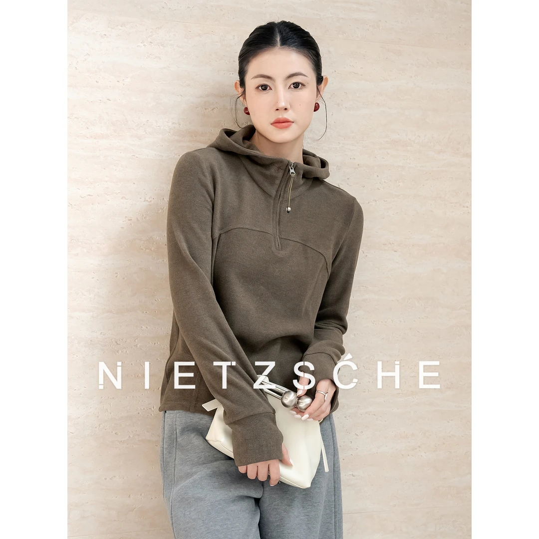 尼采 官方直营｜暖绒绒｜真德绒连帽哈梭线速暖超柔软卫衣62127
