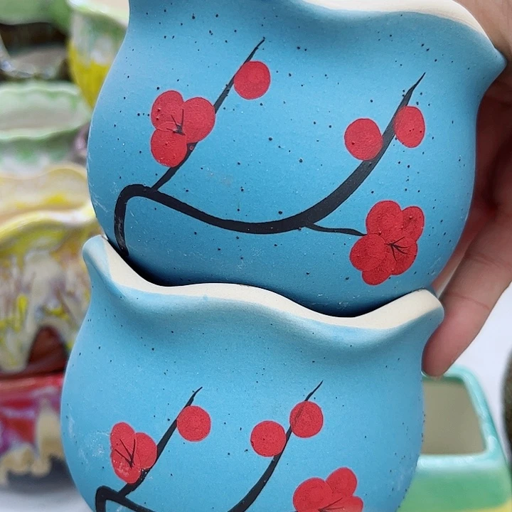 多肉绿植陶瓷花盆9.9包邮，有孔